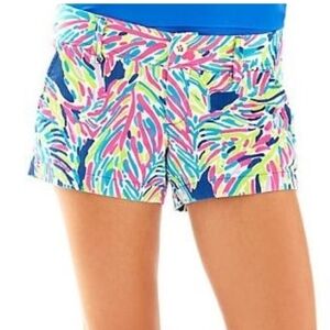 Lilly Pulitzer Walsh Shorts Womens 0 30x3 Palm Reader Pink Blue White Multi